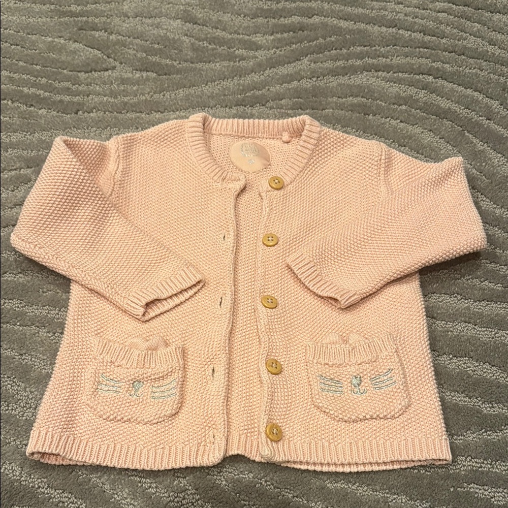 Pink Knit Cardigan with Button Details